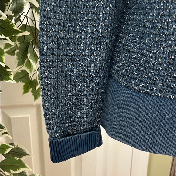 RAG & BONE Kyra V-Neck Button-Front Metallic Knit Cardigan in Blue - Picture 10 of 12